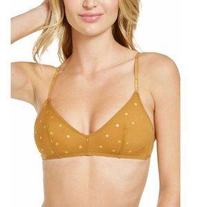 DKNY Intimates NWT Size M Bronze Foil Star Mesh Everyday Logo Wirefree Bralette